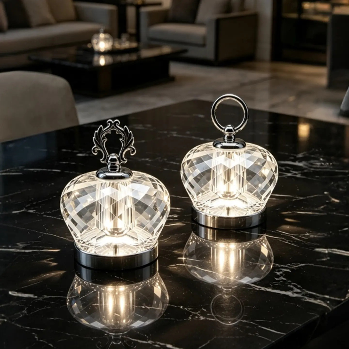 Crown Crystal Handle Lamp