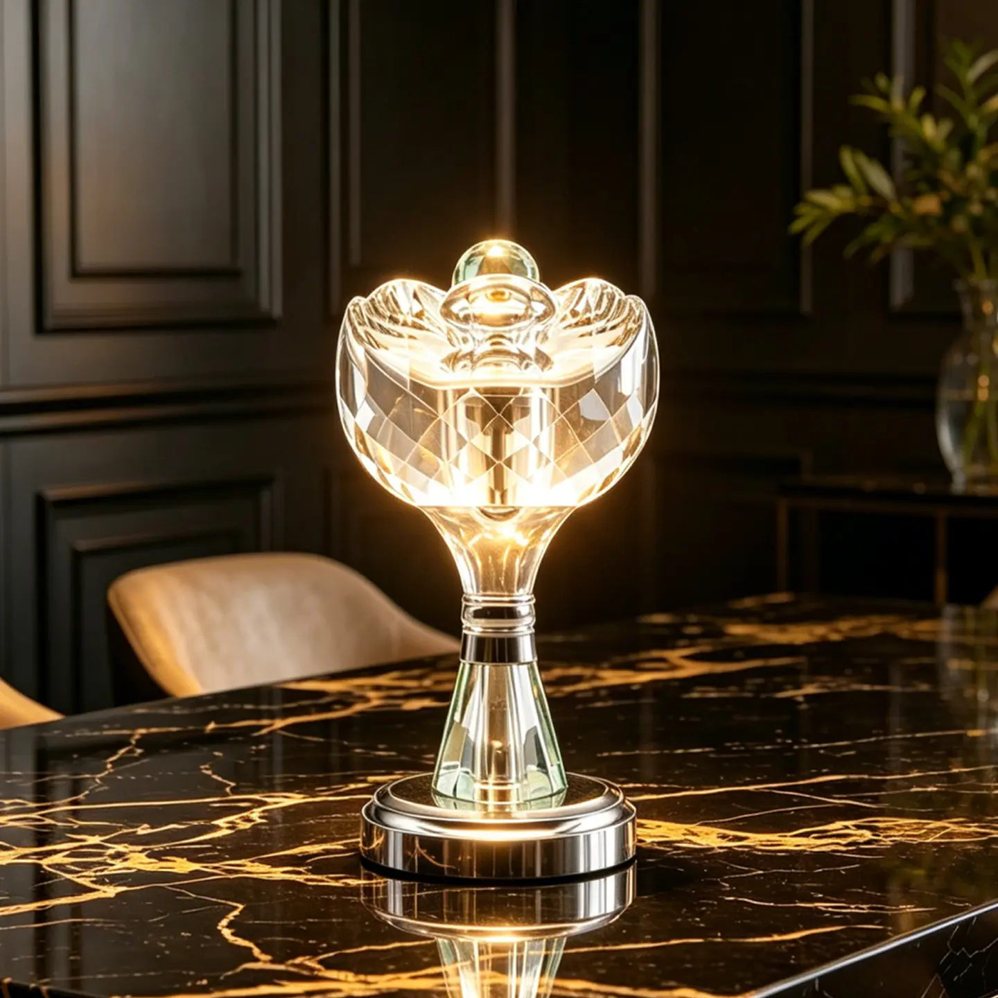 Trophy-style Crystal Table Lamp
