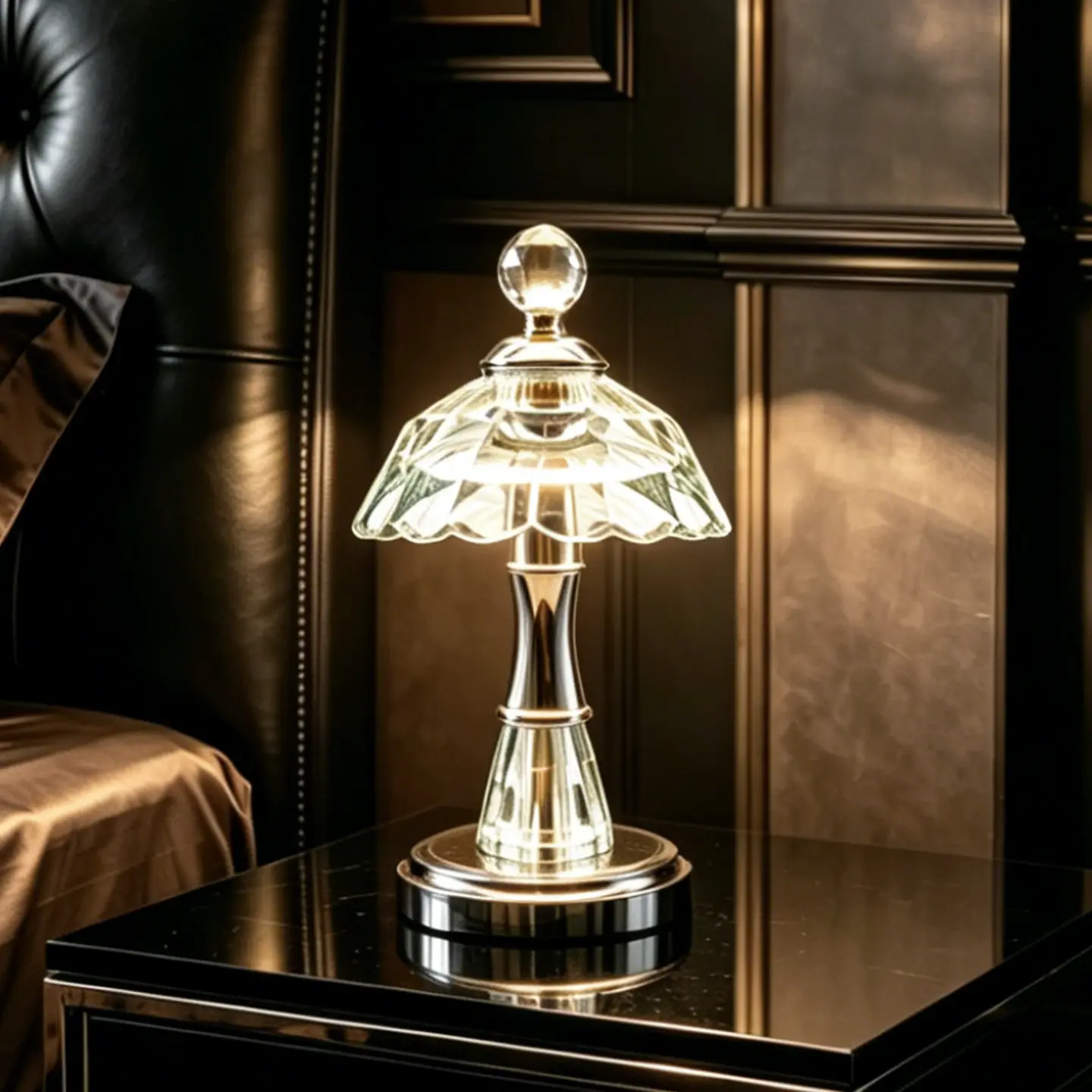 Umbrella-style Crystal Table Lamp
